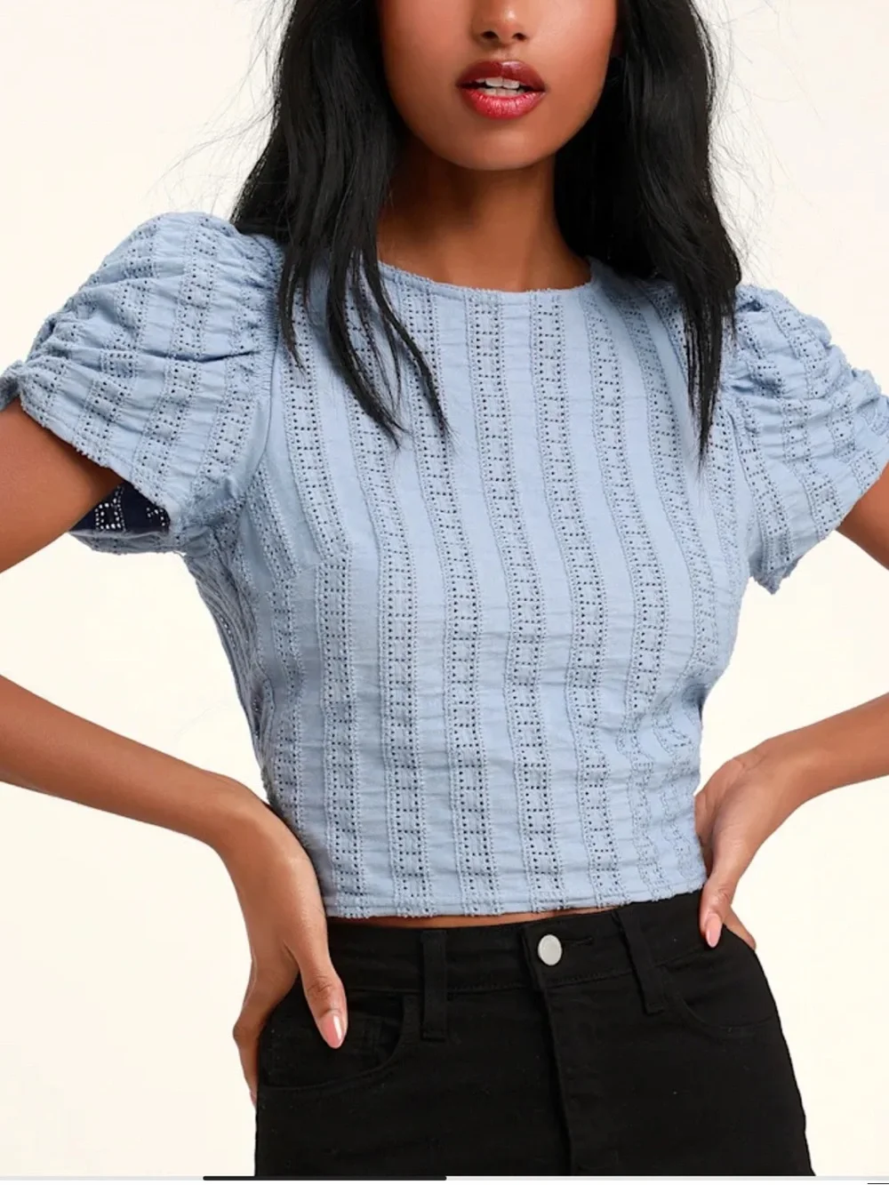 Free People women’s Star Struck Light Blue Tie-Back top